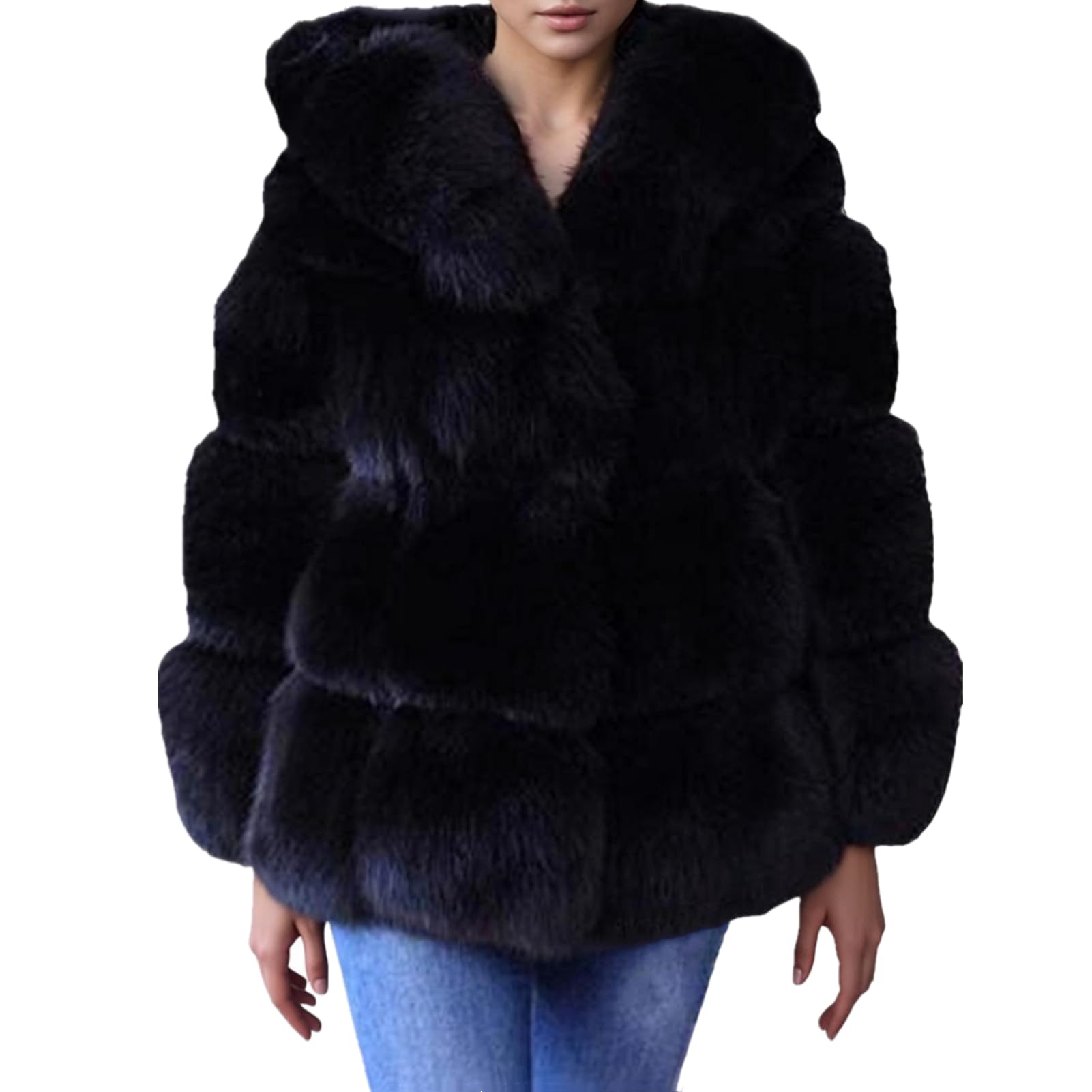 Lisa Colly Women's Winter Parka Coat Overcoat Long Sleeve Faux Fur Coat Jacket