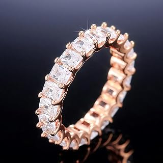 Full paved rectangle cubic zirconia rings for women, luxury accessories for everyday wear