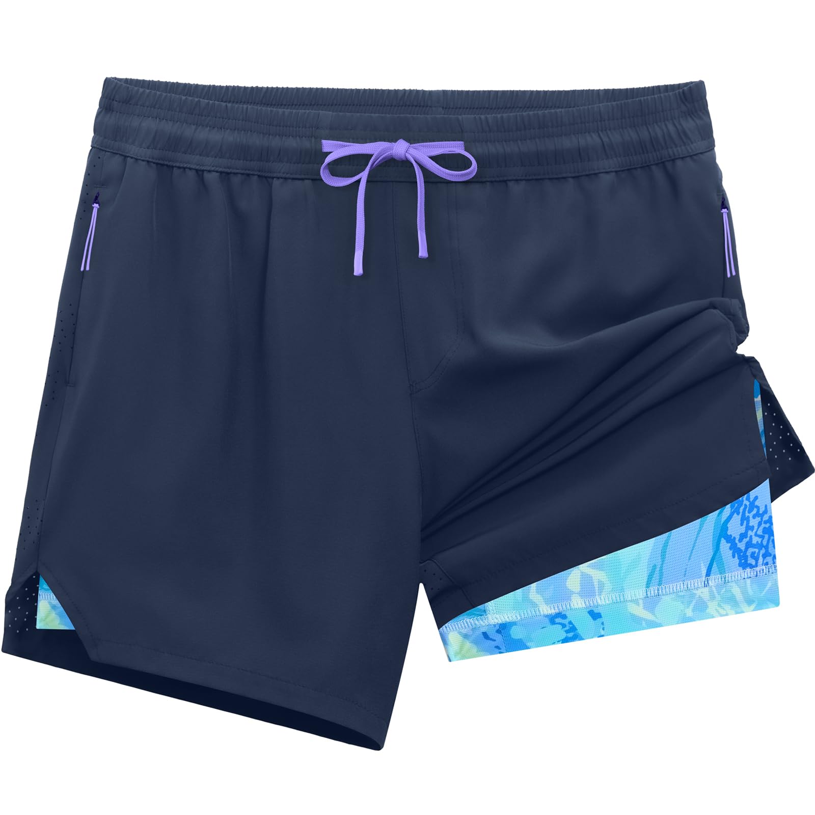 APTRO Pantaloncini da corsa atletici da uomo 2 in 1 da 12,7 cm, con fodera e tas