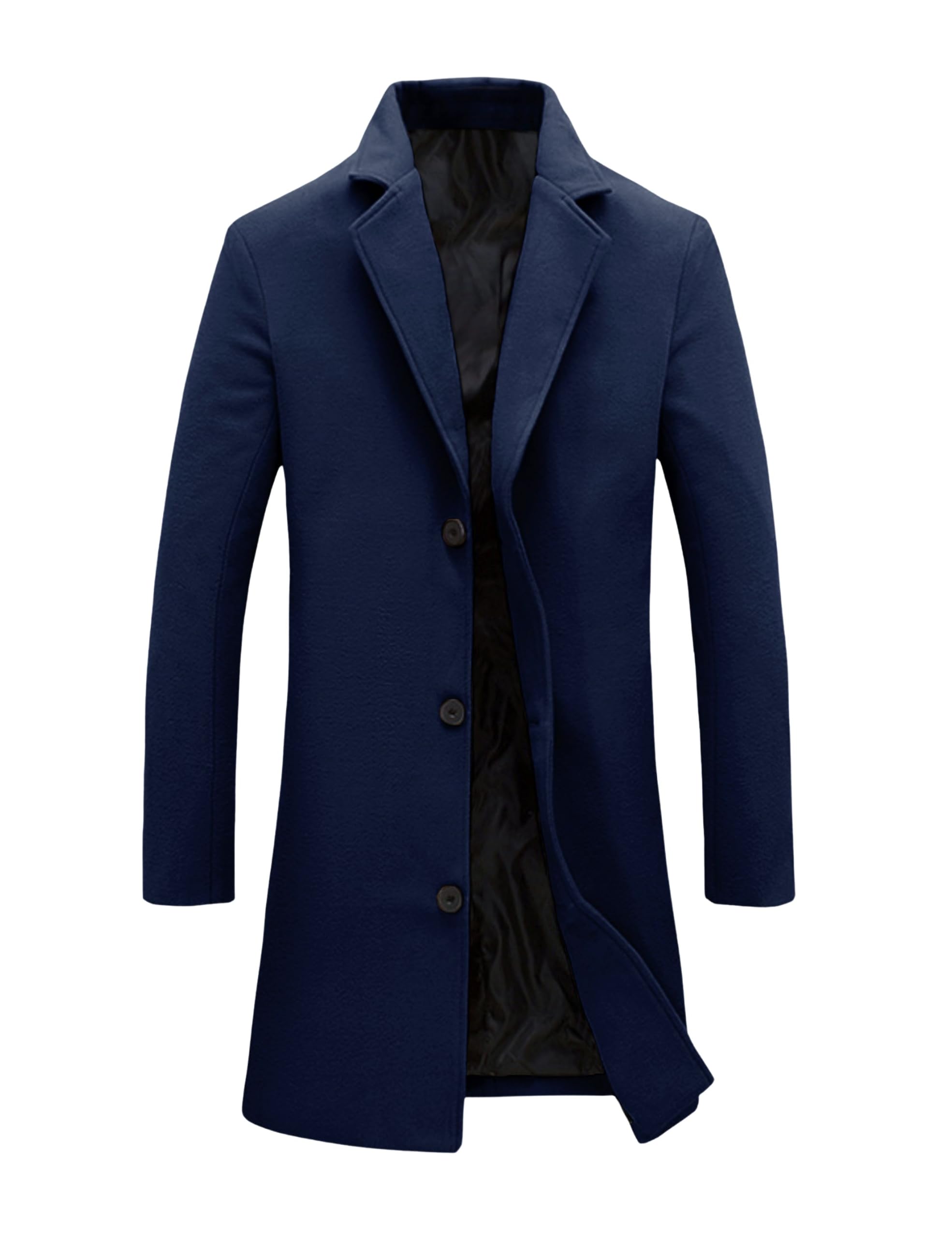 Tanming Mens Trench Coat Single Breasted Long Peacoat Overcoat