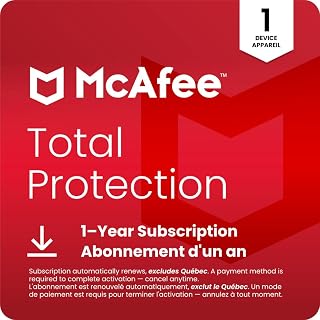 McAfee Total Protection 2026 | 1 Device | Cybersecurity Software Includes Antivirus, Secure VPN, Password Manager, Dark Web Monitoring | 1 Year Subscription with Auto-Renewal |Online Code