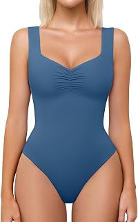 Avidlove Women's Sweetheart Neckline Ruched Body Suit Seamless Double Lining Tank Top Slimming