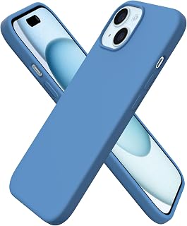 ORNARTO Compatible with iPhone 15 Case 6.1, Slim Liquid Silicone 3 Layers Full Covered Soft Gel Rubber Phone Case, Anti-Scratch Shockproof Protective Cover 6.1 Inch, Blue