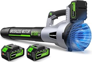 TOLOOCC Leaf Blower Cordless, 735CFM Electric Leaf Blowers with 2 x 4.0Ah Batteries and Charger, 6 Speed Modes,Powerful Snow Blowers for Lawn Care, Patio, Dust, Blowing Leaves