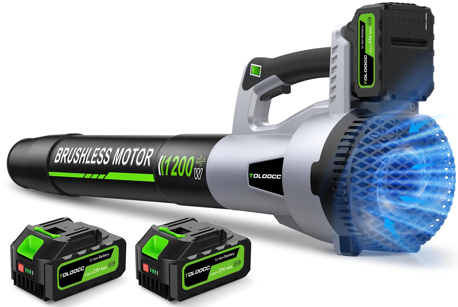 TOLOOCC Leaf Blower Cordless, 735CFM Electric Leaf Blowers with 2 x 4.0Ah Batter
