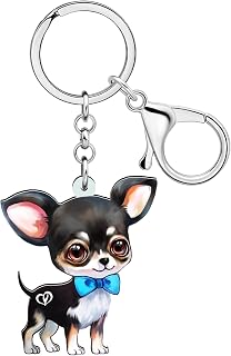 Acrylic Chihuahua Dog Keychain Puppy Key Ring Car Purse Bag Accessory for Women Pet Lover Charm Gift