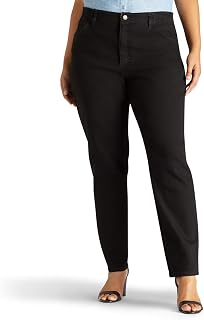 Lee Plus Size Relaxed Fit Side Elastic Tapered Leg Jean - Relaxed Fit Elastic Waist Jeans in Plus Size Women