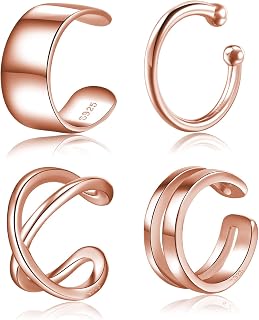 CHIC & ARTSY Cuff Earrings 925 Sterling Silver Ear Cuff Earrings Non Piercing Fake Helix Cartilage Cuff Earrings Various Style Conch Ear Cuffs Fine Jewelry for Women Man