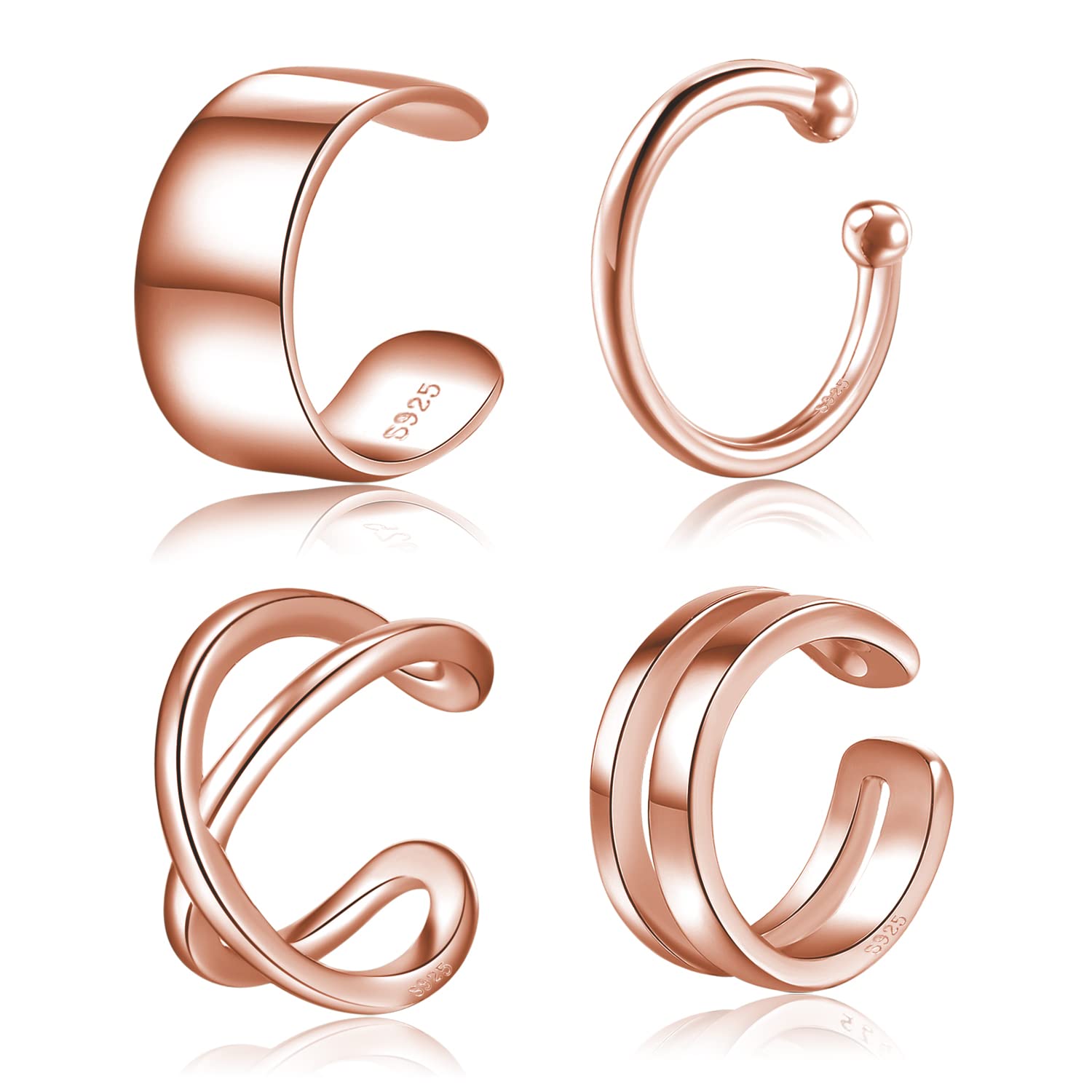 CHIC & ARTSY Cuff Earrings 925 Sterling Silver Ear Cuff Earrings Non Piercing Fa
