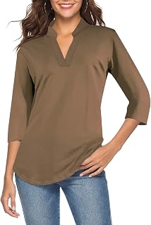 CEASIKERY Women's V-Neck Tunic Blouse Casual Shirt