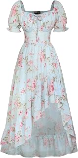 Scarlet Darkness Cottagecore Corset Dress Flowy Chiffon Floral Dresses for Women