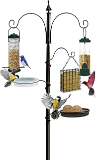 Pelle & Sol Bird Feeder with 3 Feeders & 2 Dishes | Bird Feeders Hanging Station, Bird Feeding Stations for the Garden, Bird Feeders for Small Birds