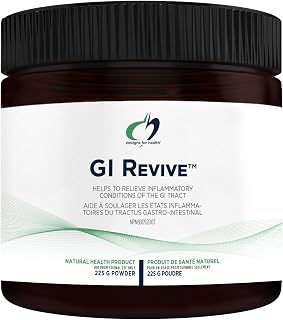 Designs for Health GI Revive Powder - Gut Health with Slippery Elm, Cat's Claw, L-Glutamine, Marshmallow - Non-GMO Drink Add-In, Peach Flavor (28 Servings / 225g)