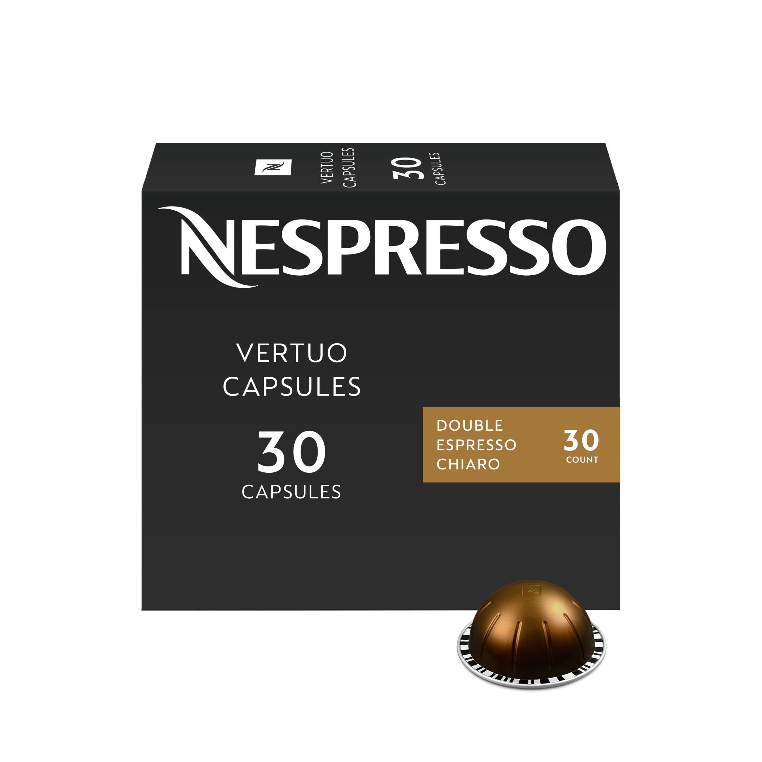 Nespresso Vertuo, Double Espresso Chiaro, Dark Roast, 30-Count Pods | Dark-Roast