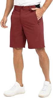 TBMPOY Pantaloncini da lavoro da golf da uomo 9 '' Stretch in vita Dry Fit Escursionismo Casual Business Dress Pantaloncini sportivi 3 tasche, Vino rosso, 58