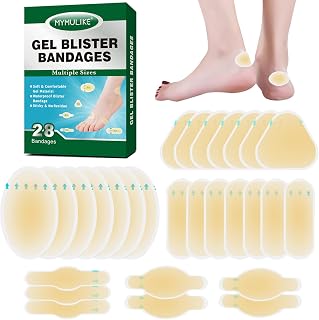 MYMULIKE Blister Bandages for Feet | Heels, 28 Pcs Bandages to Against Rubbing, Waterproof Adhesive, 5 Sizes, Individual Packaging