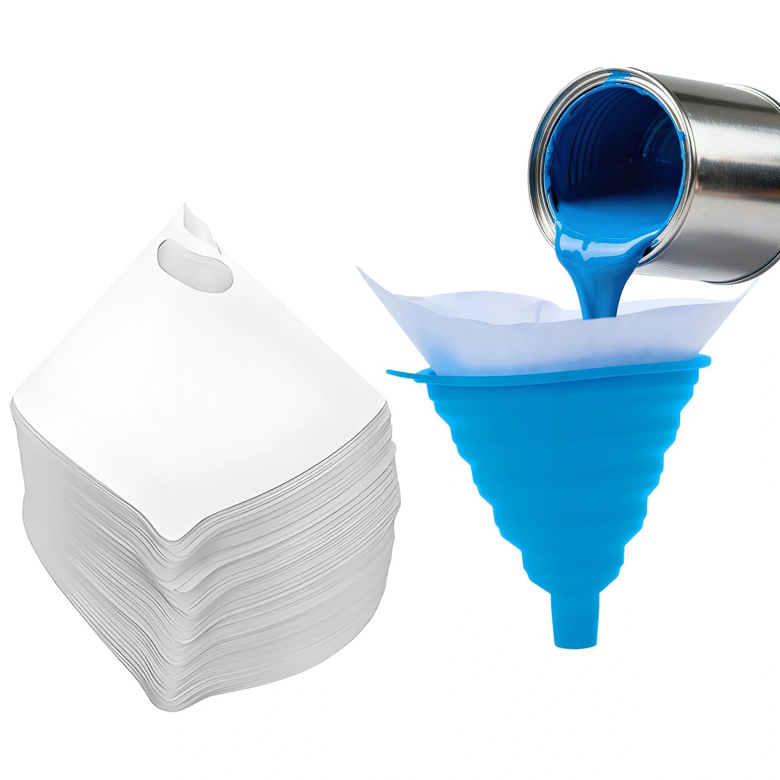 JIUCHAOTONG Paper Paint Filters with Silicone Funnel, 190 Micron Nylon Mesh Cone