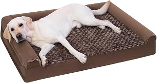 KSIIA Extra Large Dog Bed XXL Orthopedic Dog Sofa Bed, Brown, 121x76x18cm