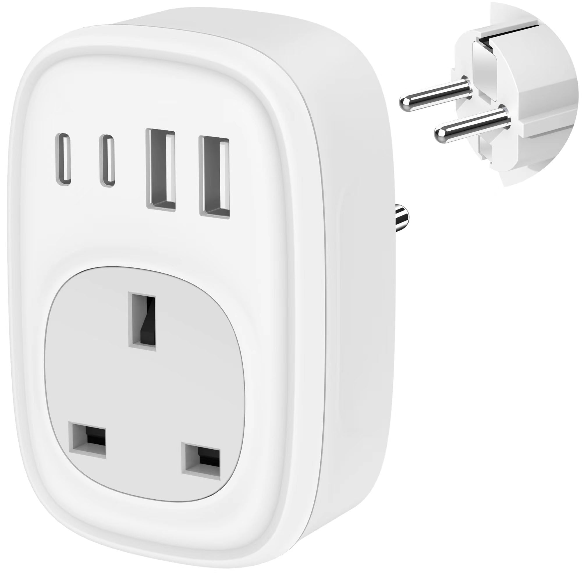UK to European Plug Adapter - UK to EU Euro Europe Schuko 40W USB C Fast Travel 