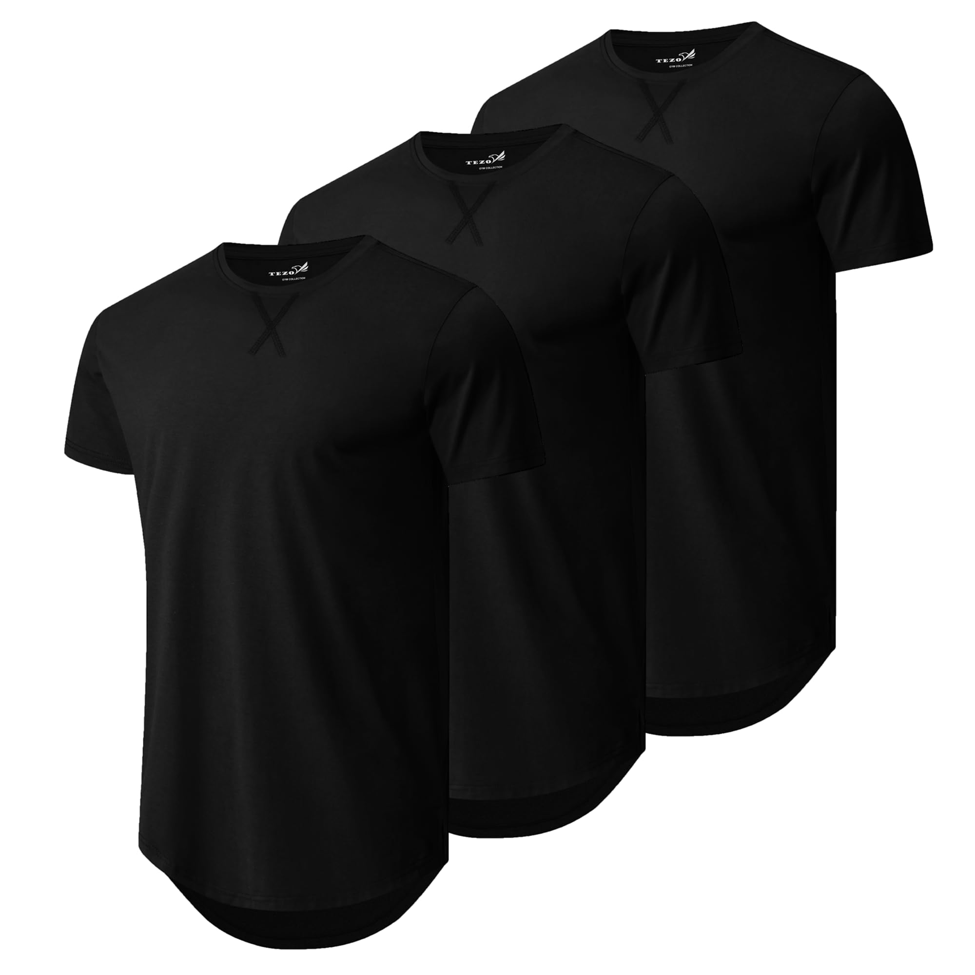 Mens 3 Pack Plain Cotton Shirts Short Sleeve Casual Crew Neck T-Shirts Hipster H