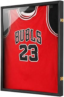 Jinchuan Jersey Frame Display Case Large Frames Shadow Box Lockable with UV Protection for Baseball Basketball Football Soccer Hockey Sport Shirt Black