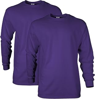 Gildan Men's Ultra Cotton Long Sleeve T-Shirt, Style G2400, Multipack, Purple (2-Pack), 3X-Large