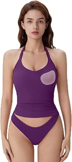 SUUKSESS Women Halter Top with Built in Bra Padded Ribbed V Neck Tank Tops