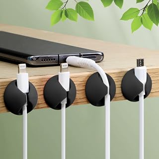 Cable Clips with Cable Holder 12 Pack, Adhesive Silicone Cable Organizer for Desk Cable Management, Single Slot Cable Clip for Charging Cable, Home Use