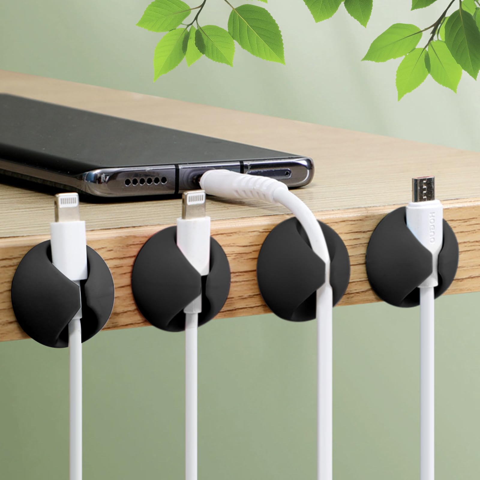 Cable Clips with Cable Holder 12 Pack, Adhesive Silicone Cable Organizer for Des