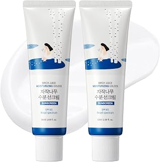 ROUND LAB Birch Juice Moisturizing UV LOCK SPF 45 1+1 (2-Pack) | Hydrating Lotion-like Lightweight Glow Sunscreen for Sensitive Skin, No White Cast, Fragrance-Free, Korean Sunscreen