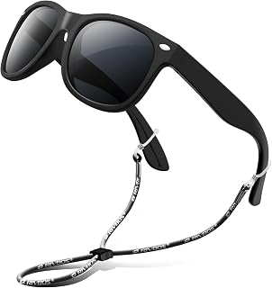 RIVBOS Kids Sunglasses Polarized UV400 TPE with Strap for Boys Girls RBK004 | Flexible rubber frame with UV protection and secure strap for boys, girls, beach, travel and play