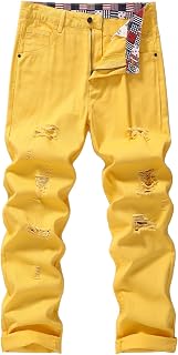 MZNBURAM Mens Denim Jeans Non Stretch Regular Fit Straight Leg Denim Trousers