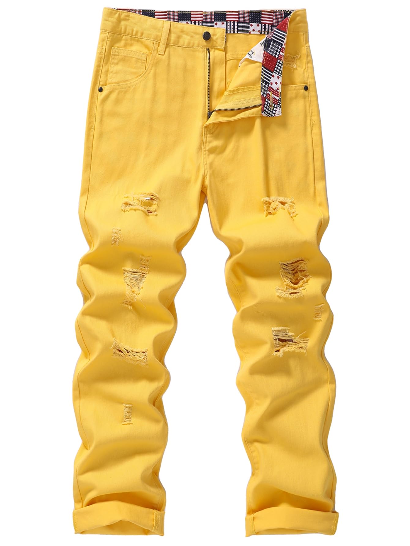 MZNBURAM Mens Denim Jeans Non Stretch Regular Fit Straight Leg Denim Trousers
