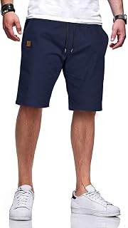JustSun Men's Cotton Shorts, Elasticated Waist with Drawstring
