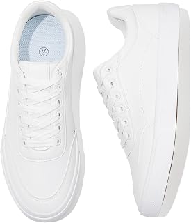 Rominz Tenis blancos para hombre, de piel sintética, a la moda, de caña baja, informales, para caminar