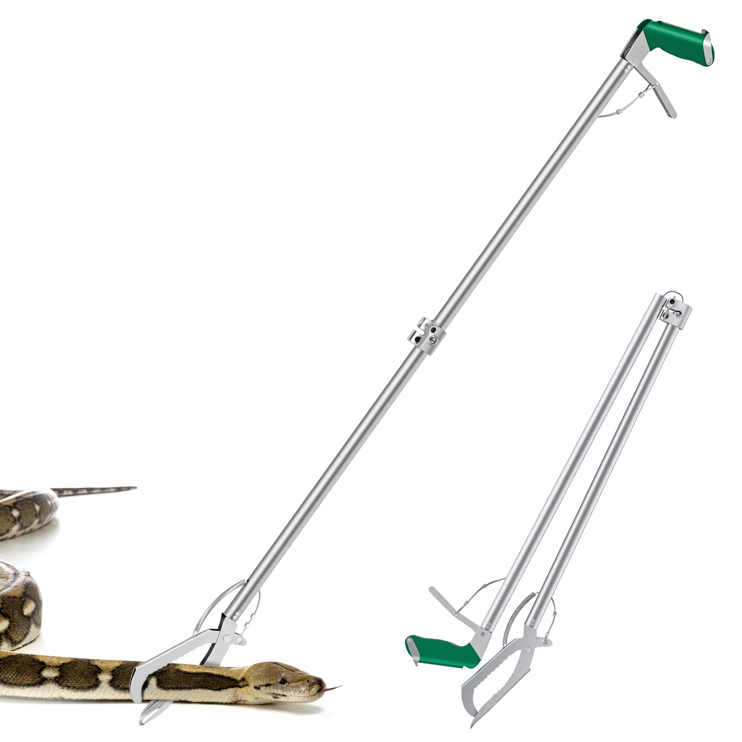 60" Snake Tongs Collapsible Grabber, Professional Reptile Snake Catcher | Wide J