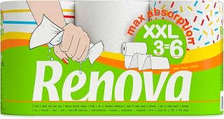 Renova Maxi-Absorption Kitchen Towel| 3 Rolls | 3 Rolls XXL = 6 Standards|2 Ply White