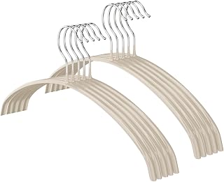 Arched Shaped Hangers, Non-Slip Hangers, Multi-functional Hangers, Beige, Set of 10