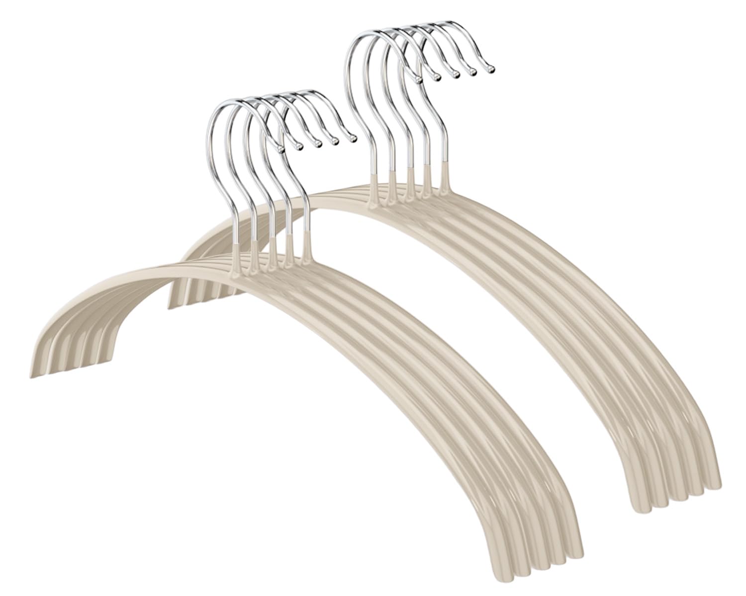 Arched Shaped Hangers, Non-Slip Hangers, Multi-functional Hangers, Beige, Set of