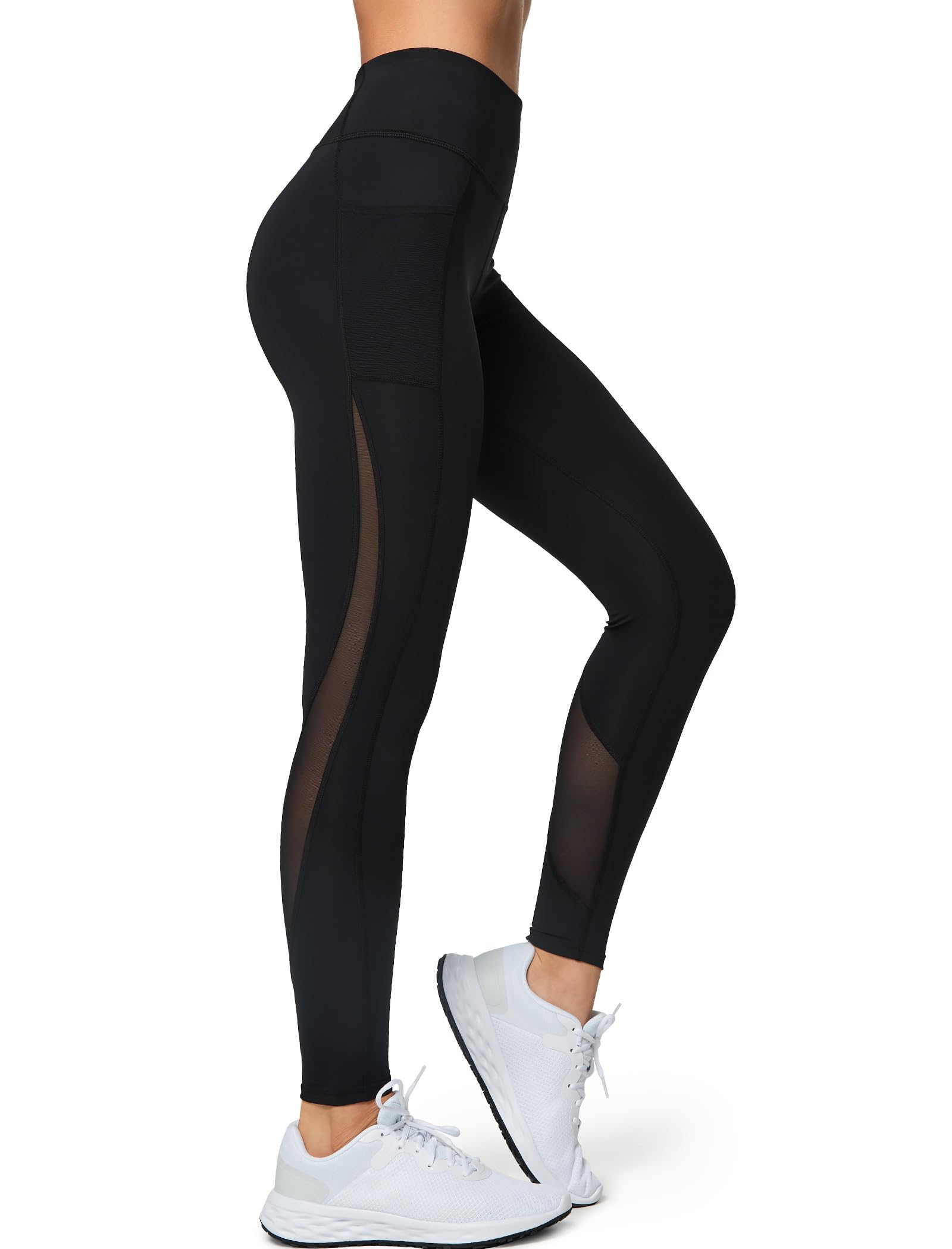 Yvette Women's High Waist Opaque Mesh Sports Leggings