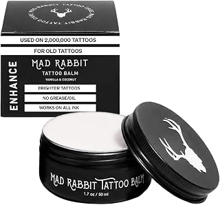 Mad Rabbit Tattoo Balm & Aftercare Cream, Vanilla Coconut, 1.7 oz | Revives Old Tattoos, Hydrates New Tattoos, Made With Clean Ingredients + Petroleum Free, Daily Tattoo Lotion Moisturizer