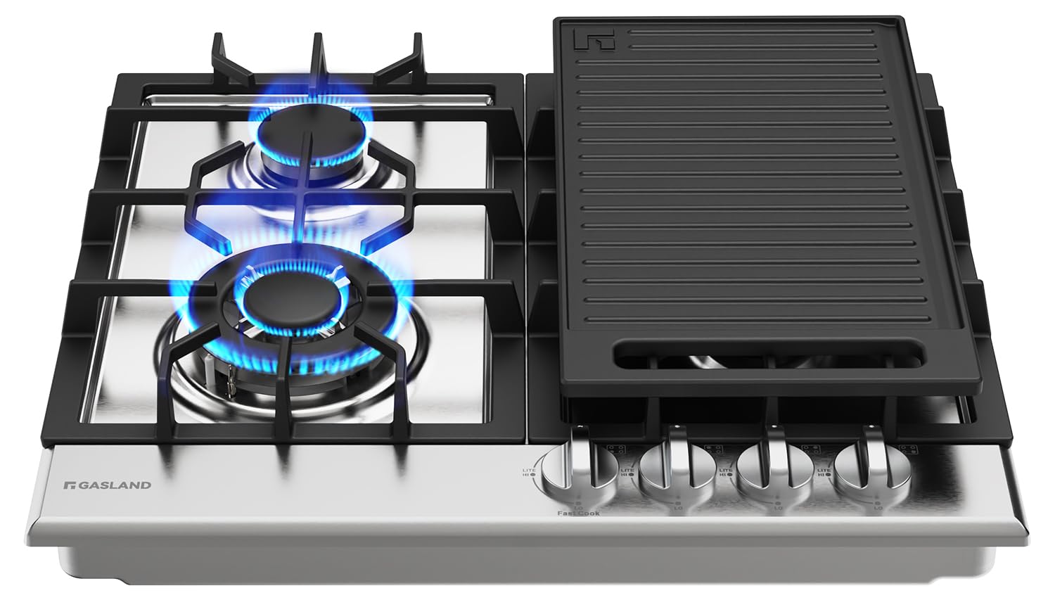 GASLAND 24 Inch Gas Cooktop with Griddle, 4 Sealed Burners Stovetop | LPG/NG Con