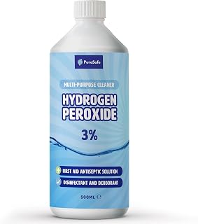 Pure Safe Hydrogen Peroxide 3% Solution 500ml – Multi-Purpose Household Cleaner, Surface Disinfectant, Mould and Mildew Remover, Stain Fighter, Grout Whitener, Kitchen and Bathroom Sanitiser