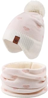 Xiaohawang Baby Winter Knitted Beanie Hat with Fleece Lining and Pompom