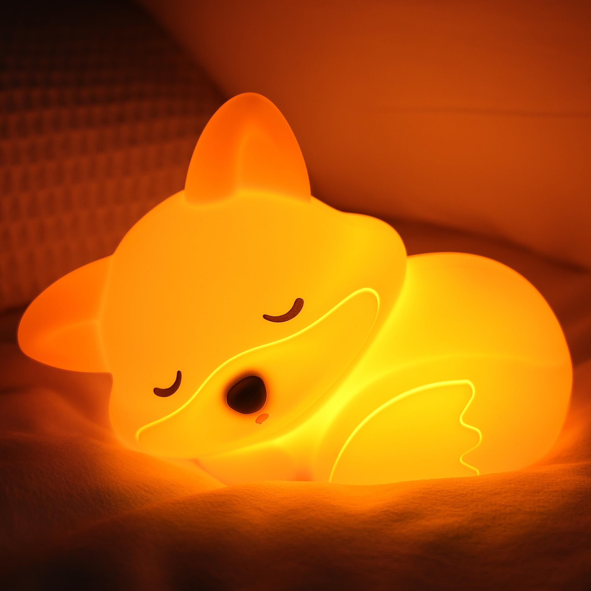 YuanDian Fox Night Light, Squishy Fox Silicone Novelty Teen Girl Gifts, Recharge