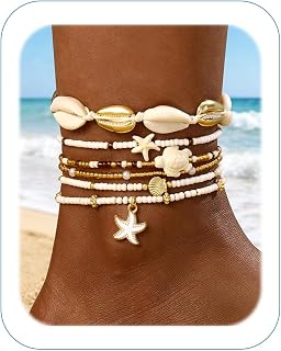 iF YOU Gold Ankle Bracelets for Women, 14k Gold Plated Waterproof Cuban Link Chain Anklets Set, Layered Anklet Bracelets for Women Beach Gift Adjustable Size 5pcs