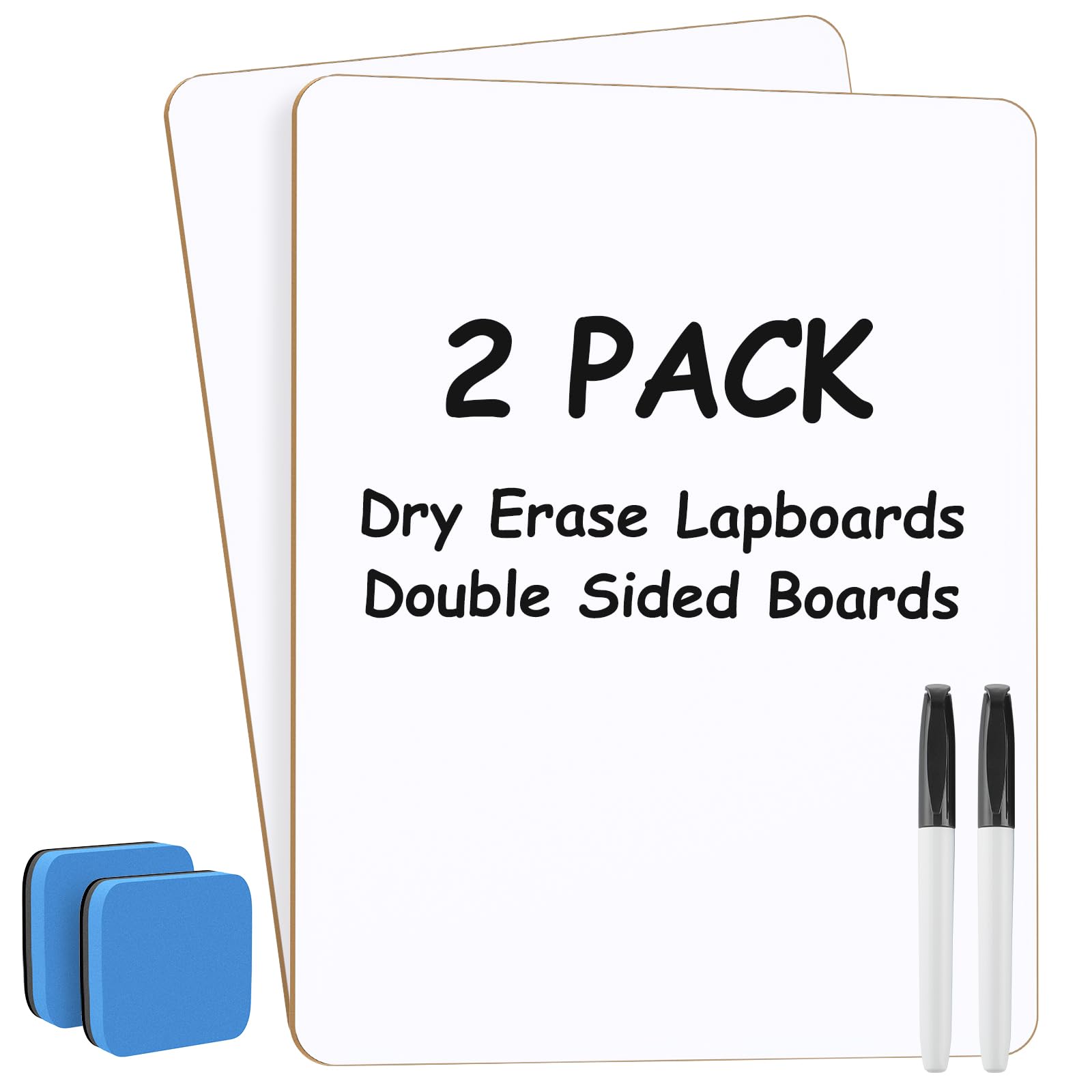 MaxGear Double Sided Dry Erase Board, 9'' x 12'' Small White Board, 2 Pack | Reu