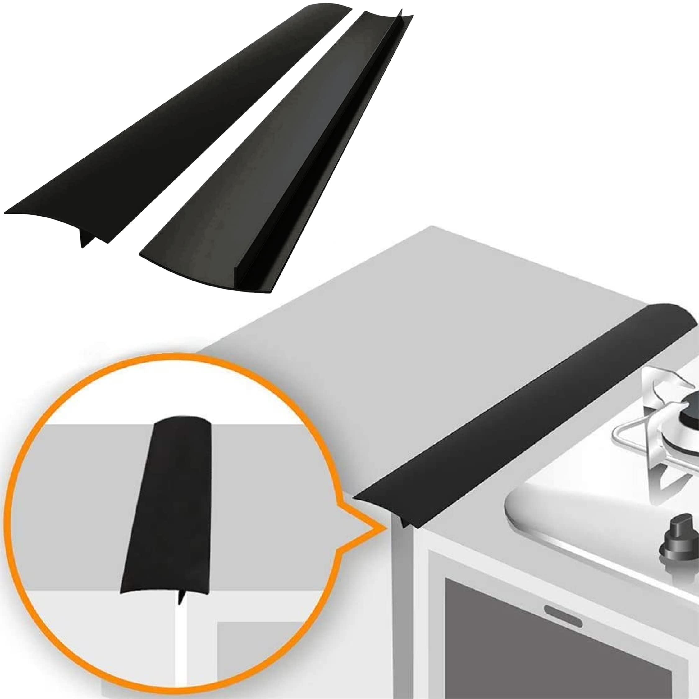 Linda’s Essentials Silicone Stove Gap Covers (2 Pack), Heat Resistant Oven Gap F