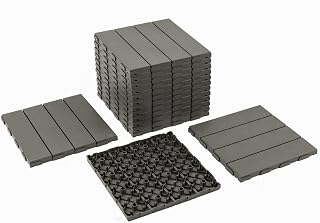 Panana 10PCS Composite Decking Tiles with Interlocking Base, 30 x 30cm | Plastic Interlocking Deck Tiles with Fast Drainage | 0.9m² Garden Flooring for Patios, Balconies and Poolside