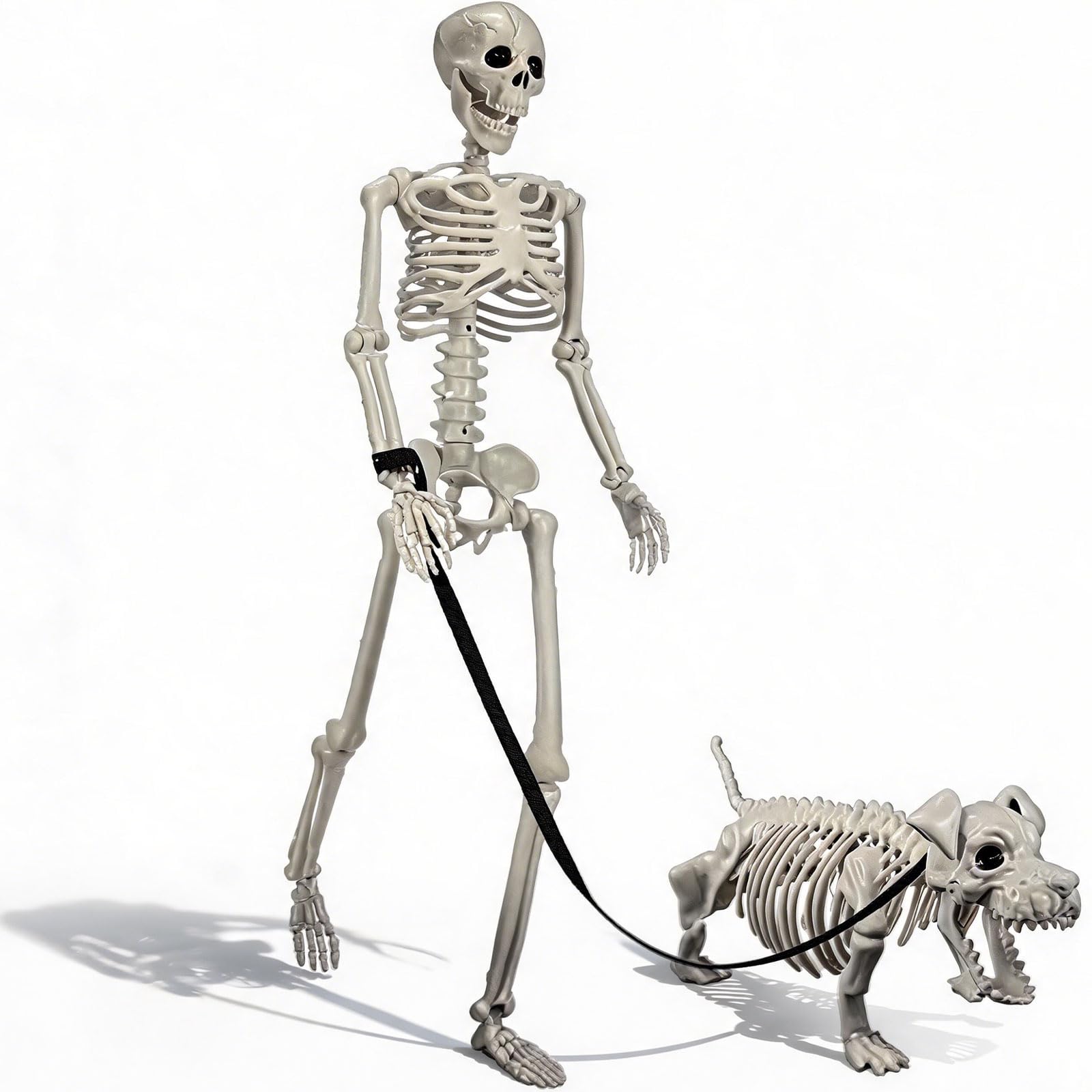 Human & Dog Skeleton Halloween Decorations Outdoor/Indoor | Posable Skeleton and